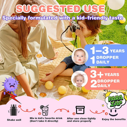 Herbal kids digestive drops dropper measured into a glass of water