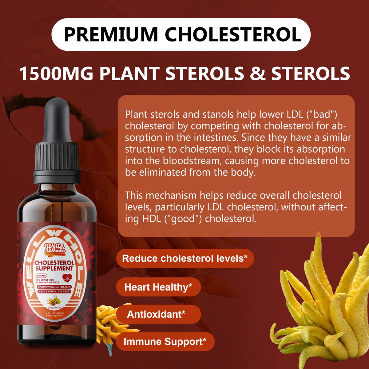 Plant sterol tincture bottle held over the dinner table by a parent