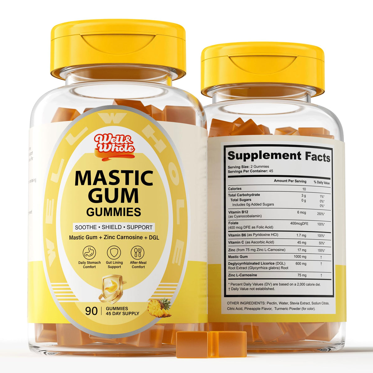 Daily Mastic Gum Gummies | Zinc Carnosine & DGL for Stomach Comfort, 90 Count