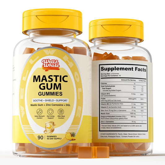 Daily Mastic Gum Gummies | Zinc Carnosine & DGL for Stomach Comfort, 90 Count