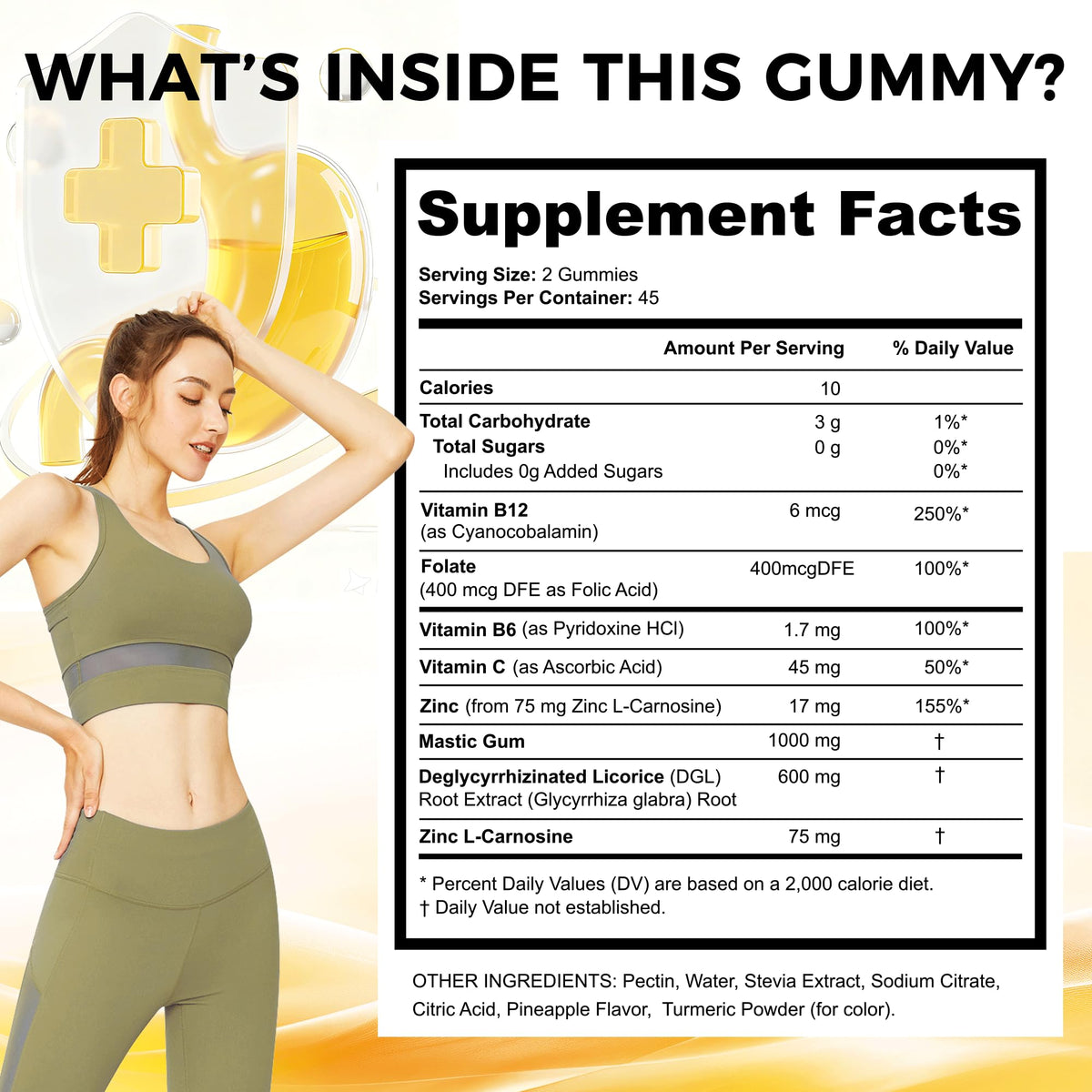 Daily Mastic Gum Gummies | Zinc Carnosine & DGL for Stomach Comfort, 90 Count