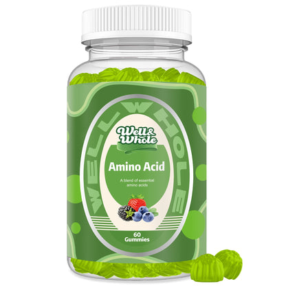 EAA essential amino acid gummies jar on a busy family kitchen table