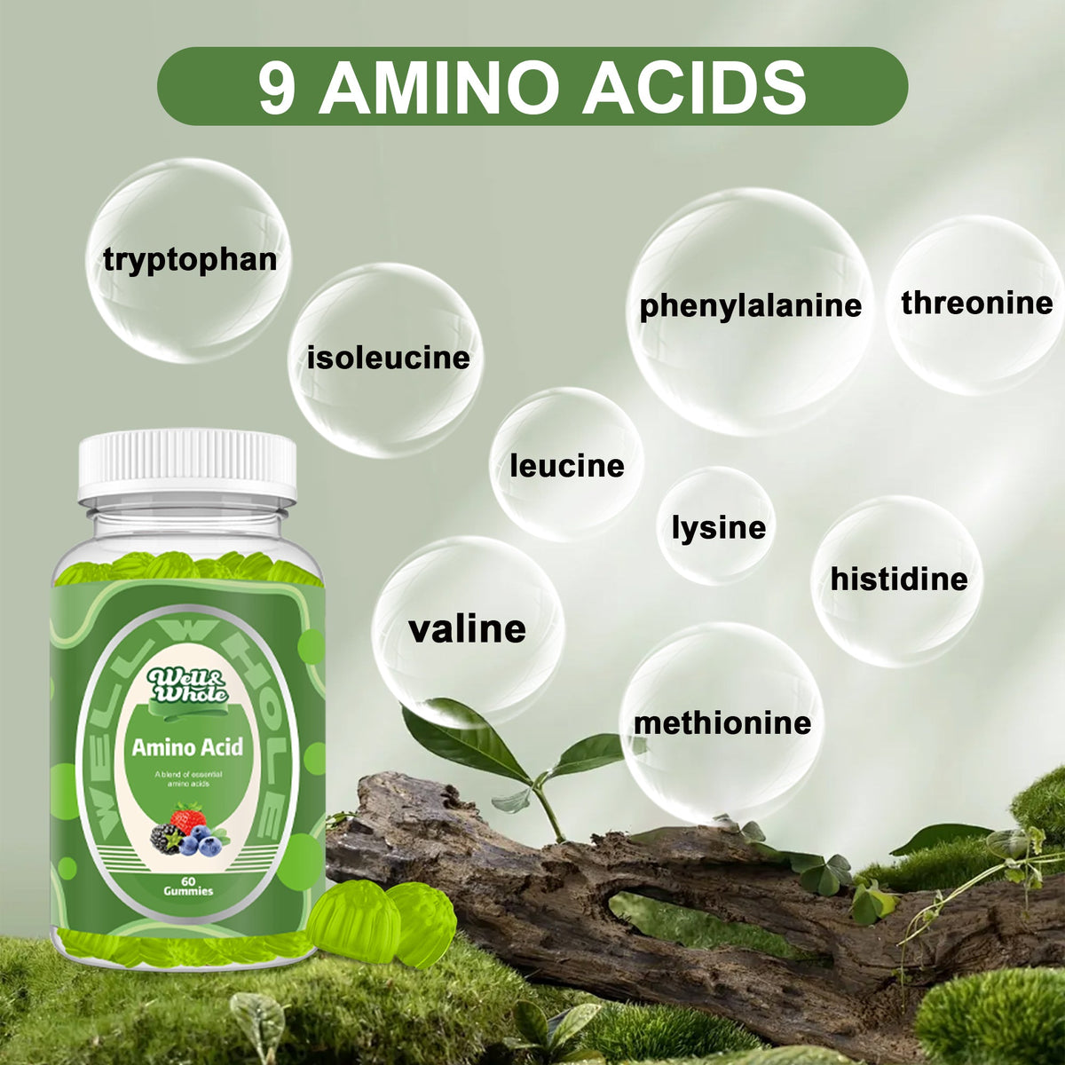 EAA gummies bottle for men and women beside a morning coffee