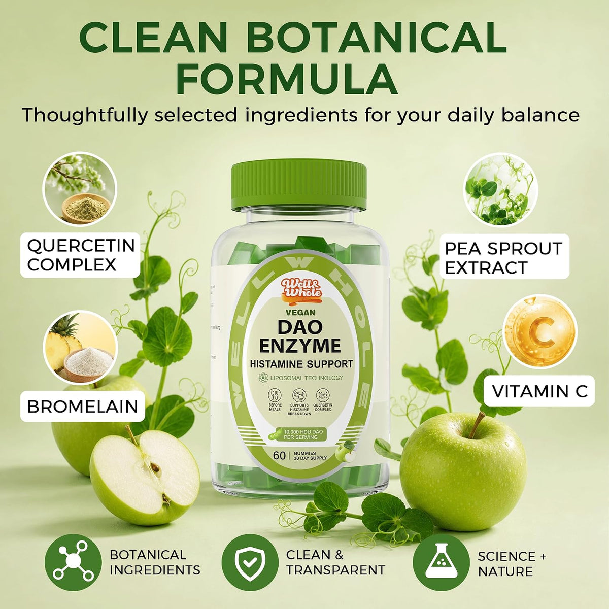 Plant-based DAO enzyme gummies tipped into a hand after a family meal