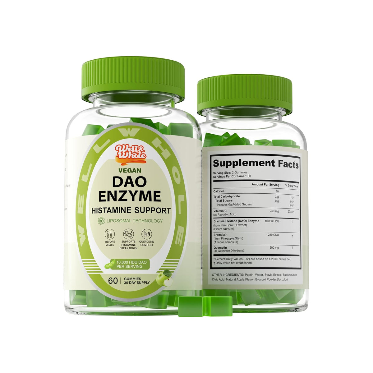 Daily DAO Support Gummies | Pea Sprout & Quercetin, Plant-Based, 60 Count