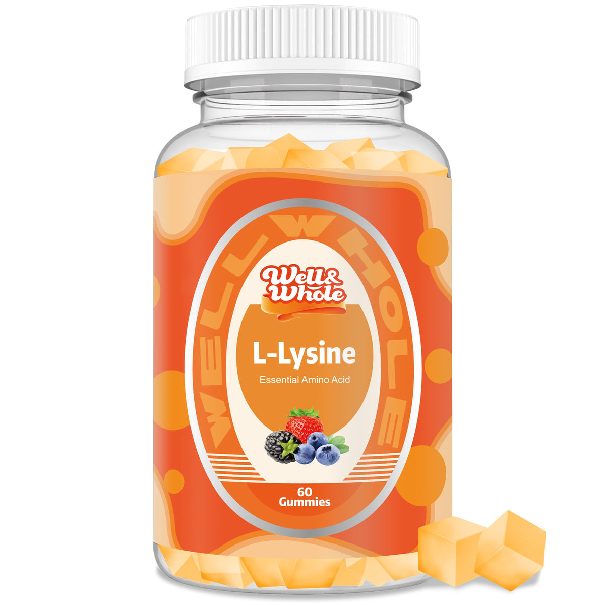 L-lysine 1000mg gummies jar on a family kitchen shelf