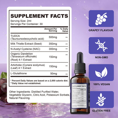 Liver support liquid drops supplement facts panel for adults