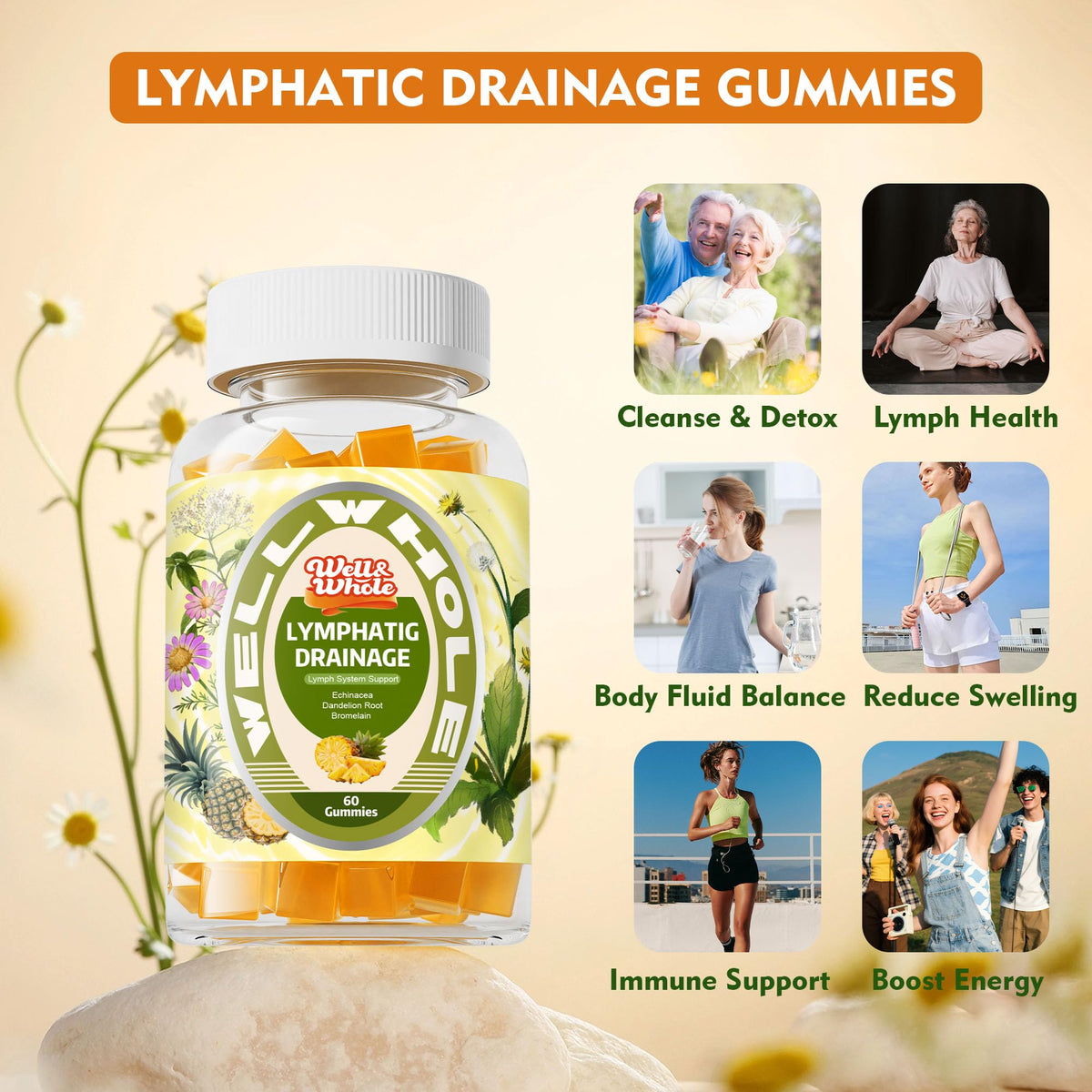 Lymphatic drainage gummy sweets in a bowl on the dinner table