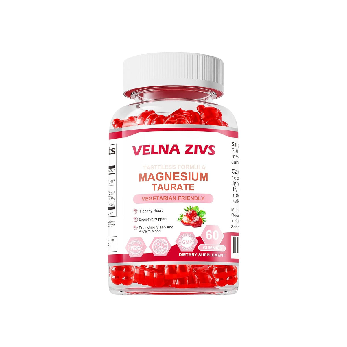 Daily Magnesium Taurate Gummies 1800mg | Strawberry, High Absorption, 60 Count