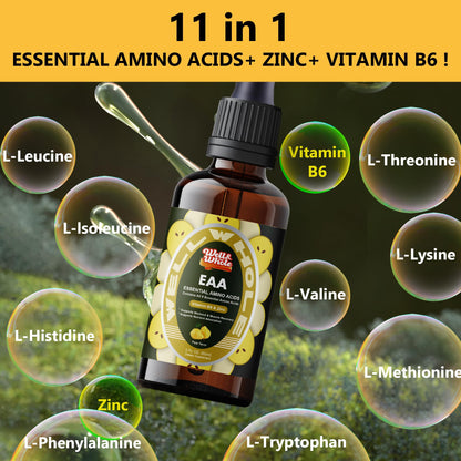 Liquid EAA drops measured into water before the school run