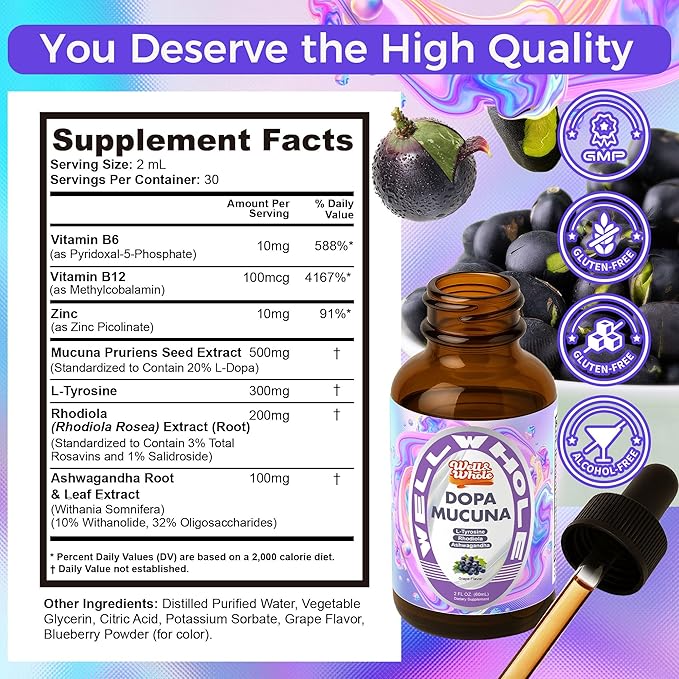 Mucuna pruriens liquid drops supplement facts panel