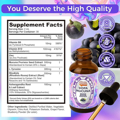 Mucuna pruriens liquid drops supplement facts panel